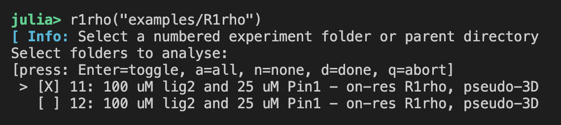 R1ρ Experiment Selection